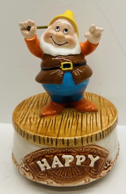 Vintage Schmid Music Box-Snow White & Seven Dwarfs (HAPPY) Figure