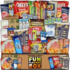 Paquete de cuidado universitario. Palomitas de maíz, papas fritas, barras, galletas, dulces, caja de bocadillos, 40 unidades