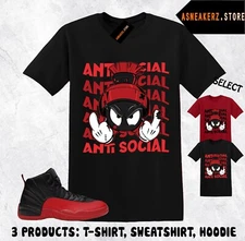 Shirt To Match AJ 12 Flu Game Sneaker Matching Tee Antisocial Marvin T-Shirt