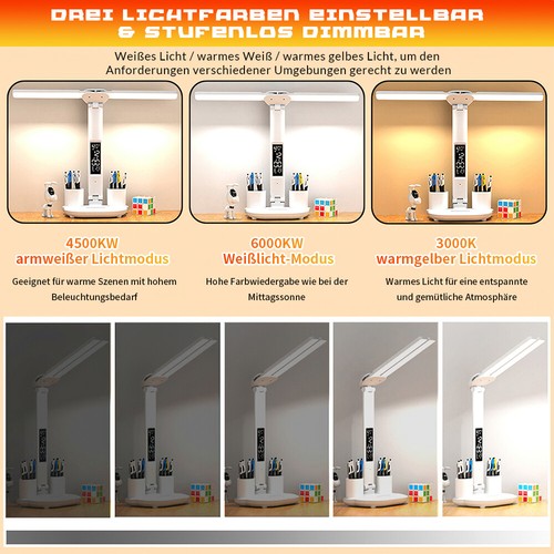 Schreibtisch-lampe LED Tischlampe Dimmbar Touch Nachttischlampe wireless USB - Bild 8 von 11