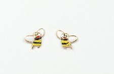 14k Yellow Gold Baby Beautiful Enamel Bee earrings with Screw Back