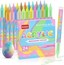 Guangna Water-Based Acrylic Markers Set, 24 Colors acrylic paint markers
