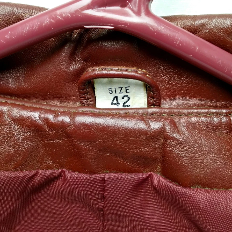 Chaqueta de Cuero Ambition Blazer Vintage Coreano Años 90 Borgoña Talla 42 Leathercore Foto 3 de 4