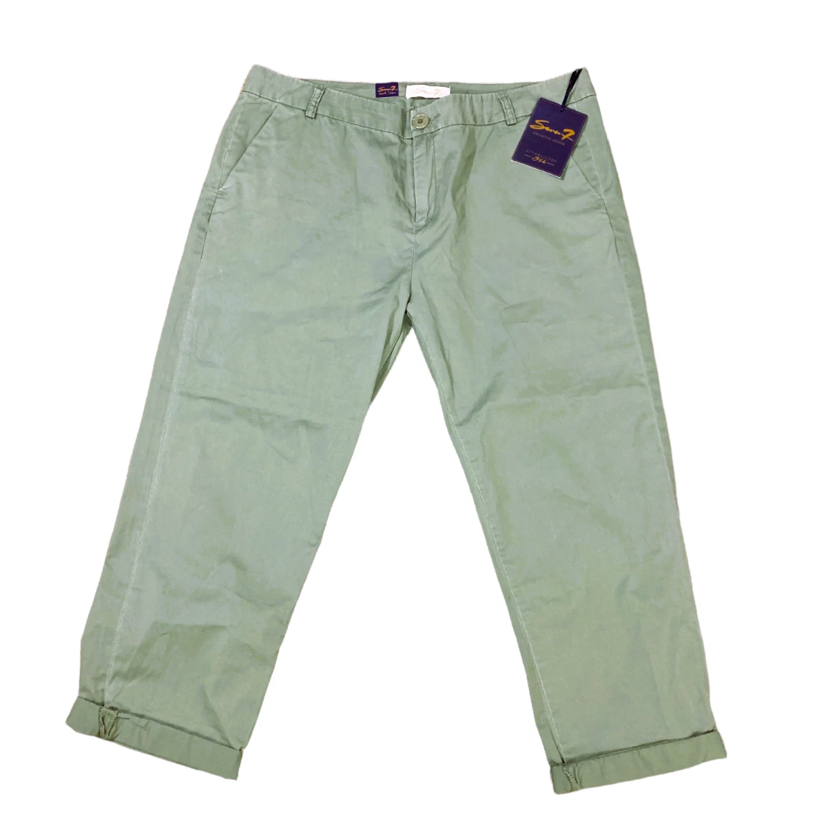 Seven 7 Olive Green Cuffed Ankle Crop Capri Pants 38x24