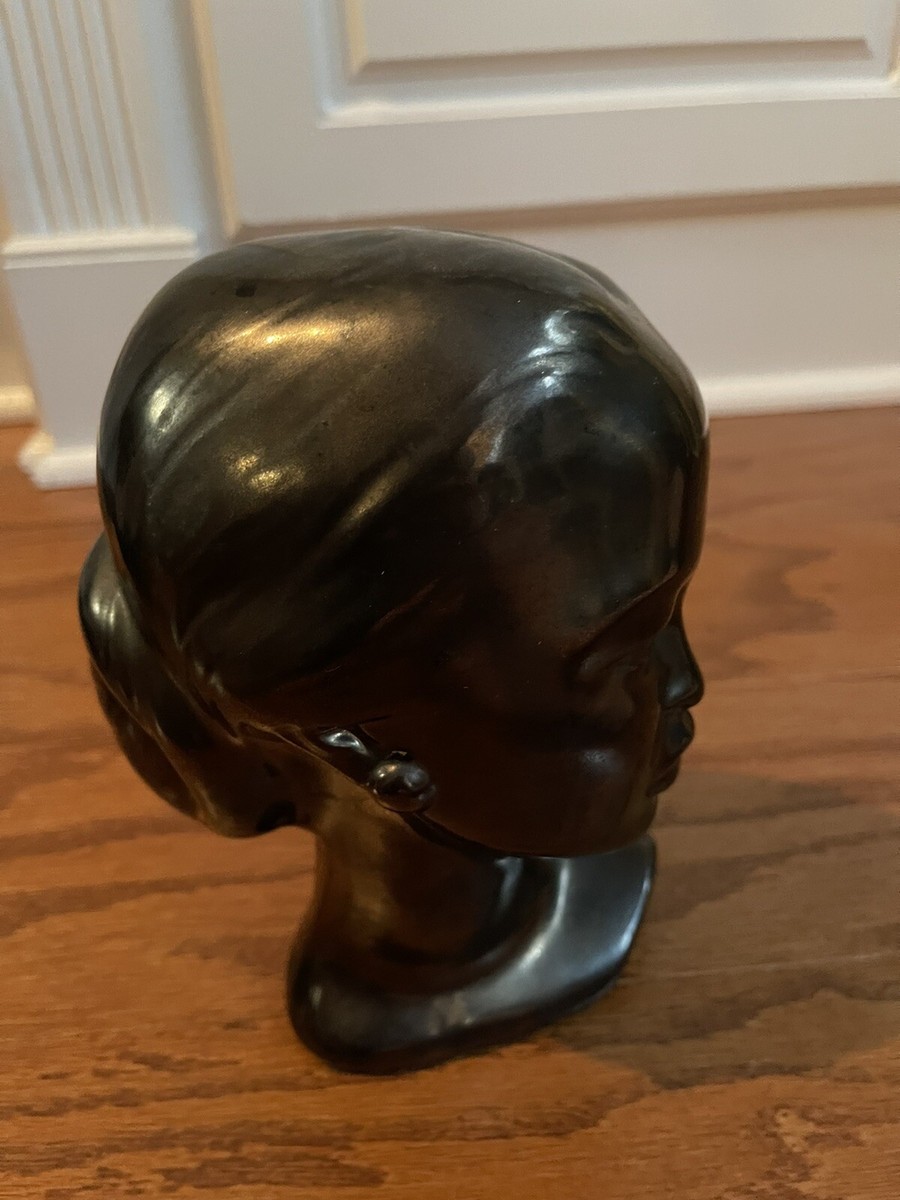 MCM Brown Glazed Bust Chalk Ware  Sculpture Vintage Vintage 60 main image 4