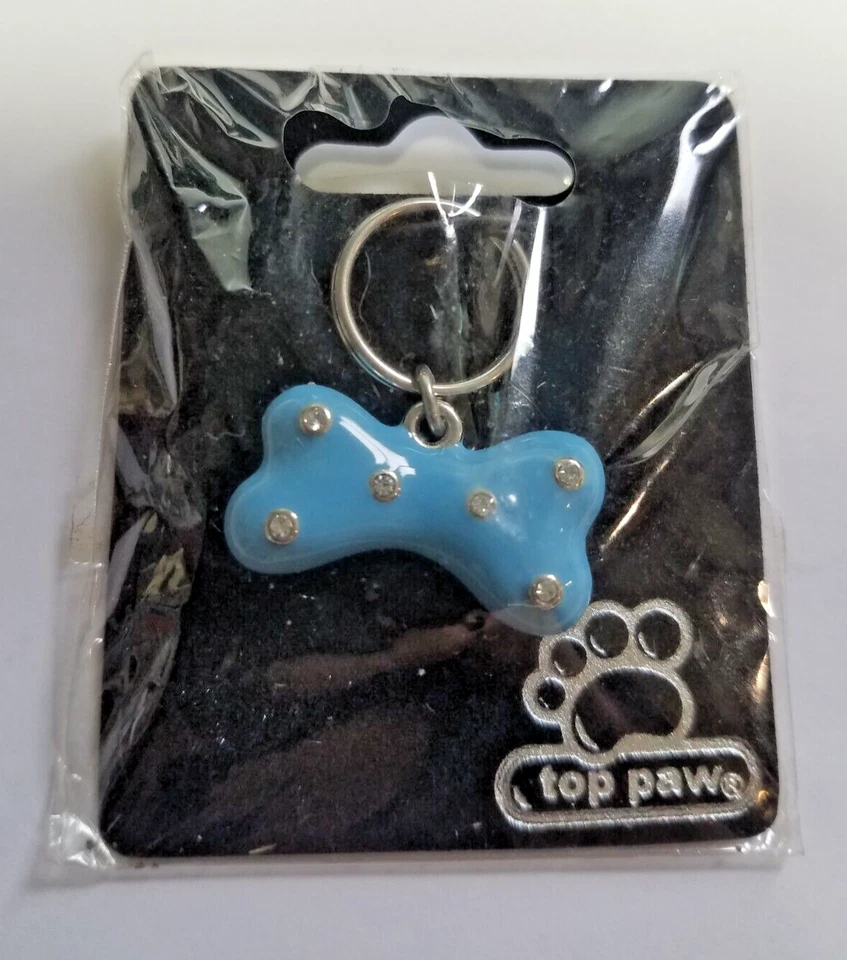 New Old Stock Blue Metal Bone Rhinestone Pet Collar Charm by Top Paw(R) #PJ0903 Foto 3 de 4