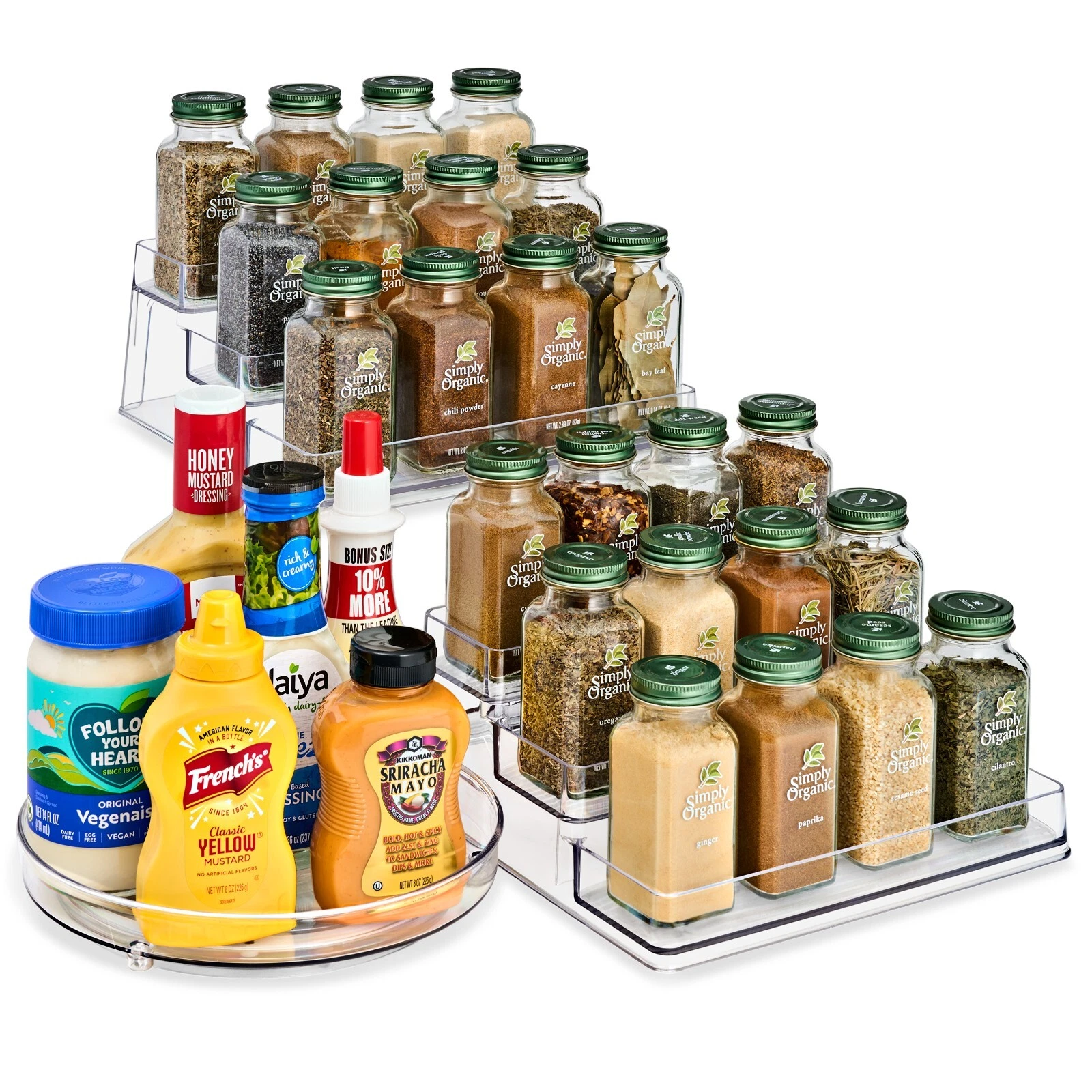 Sorbus Acrylic Spices Organizer For Spice (2 Pack) and 9-Inch Lazy Turntable
