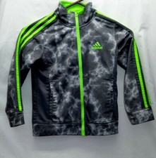  Adidas boys Track Jacket Grey / Lime Green Size 6