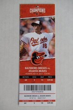 ORIOLES VS BRAVES 7/27/2015 FULL TICKET ~ WIETERS (WALKOFF HR) / WEI-YIN CHEN
