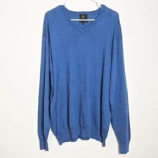 F/X FUSION men's blue cashmere cotton sweater size large v-neck