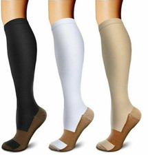 3 Pack Compression Socks 8-15mmHg Moisture Wicking Cotton Support Stocking US