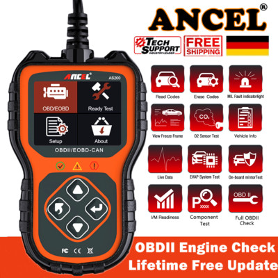 2025 Profi KFZ OBD2 Diagnosegerät Auto Scanner Fehler Auslesegerät ANCEL AS200