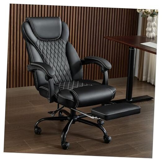 Office Chair, Big and Tall Office Chair with Foot Rest Ergonomic Office Black