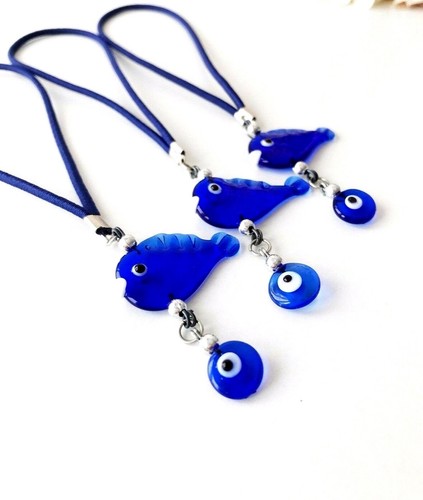 Turkish Blue Evil Eye Glass Car Hanging Amulet Gift Handmade Mirror Decoration - Picture 13 of 41