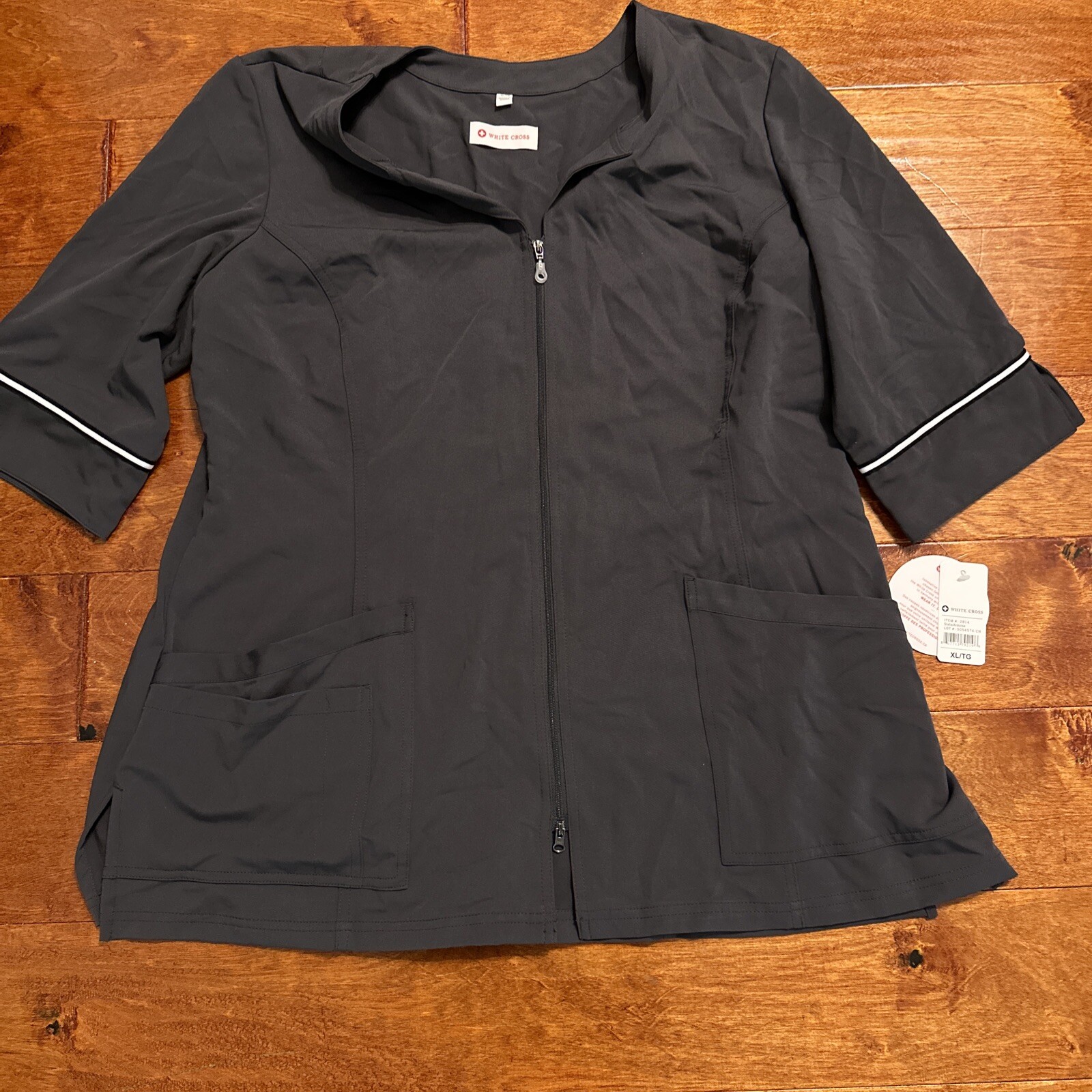 White Cross Marvella 2814 Women's Lab Coat w/ 2 Way Zipper 3/4 Sleeve Slate XL