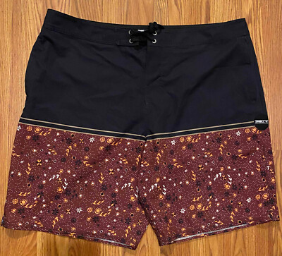 O'neill Hyper Freak Floral Colorblock Board Shorts Mens 38 8'' Beach Swim Trunks