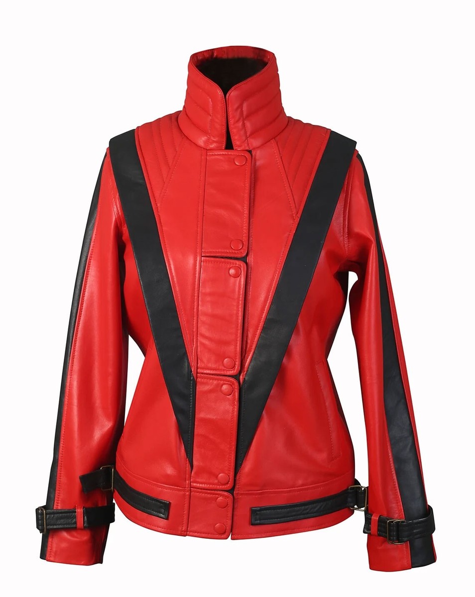Handmade Michael Jackson Thriller Red Leather Jacket for Men and