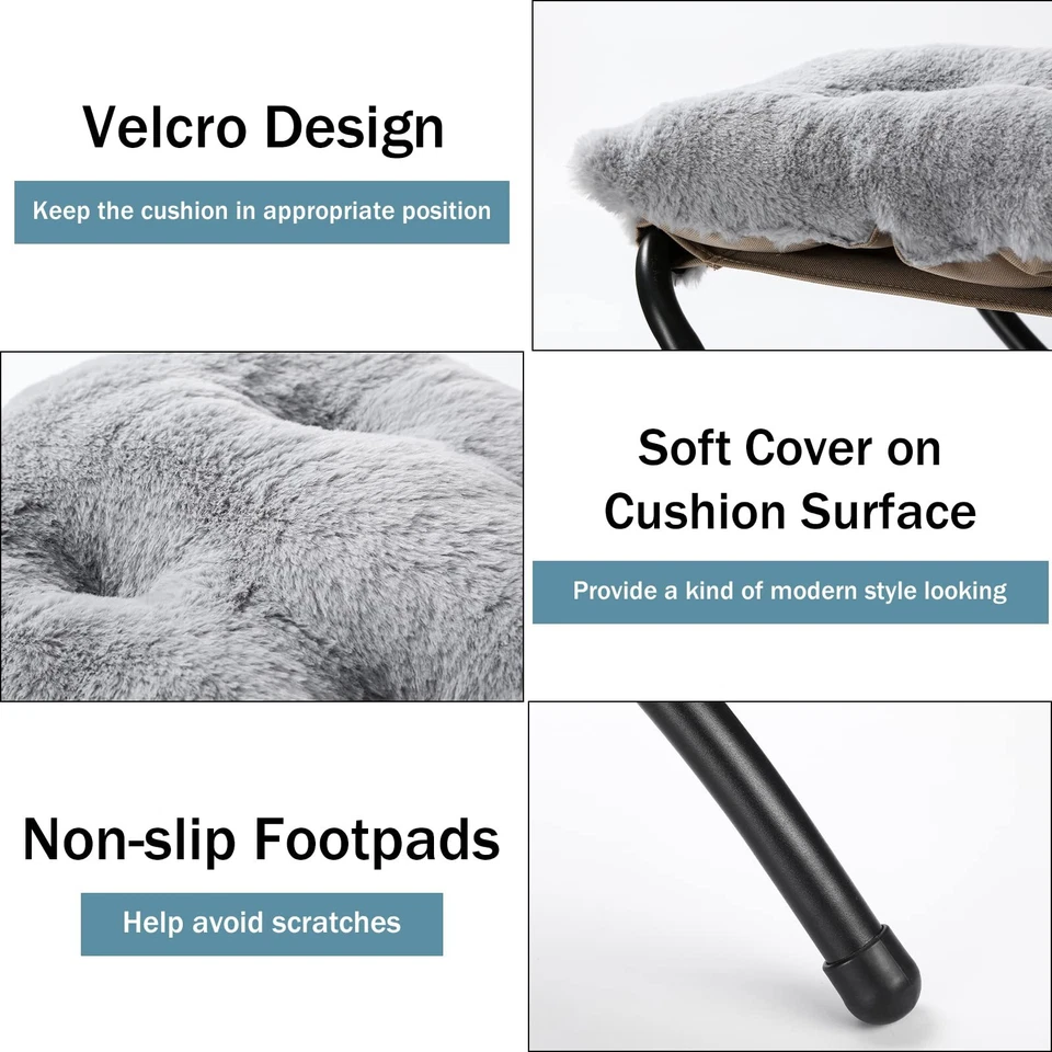 Taburete Plegable 15" Pequeño Acento Reposapiés Piel Sintética Elegante Plegable Otomano Foto 4 de 4