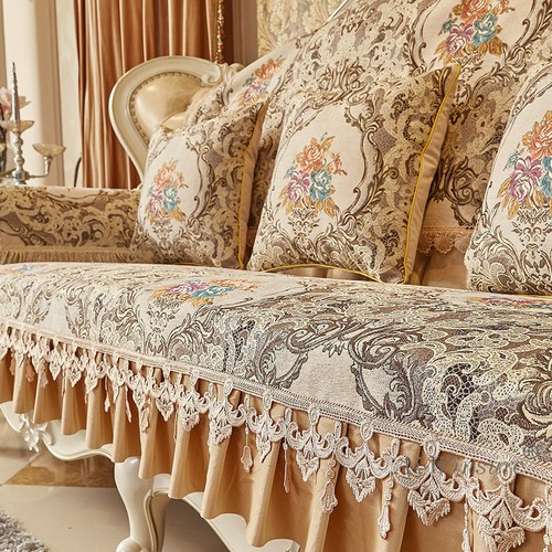 Retro Jacquard Slipcovers Sofa Cover 2 3 4 Seater European Lace Luxury Non-slip - Picture 10 of 15