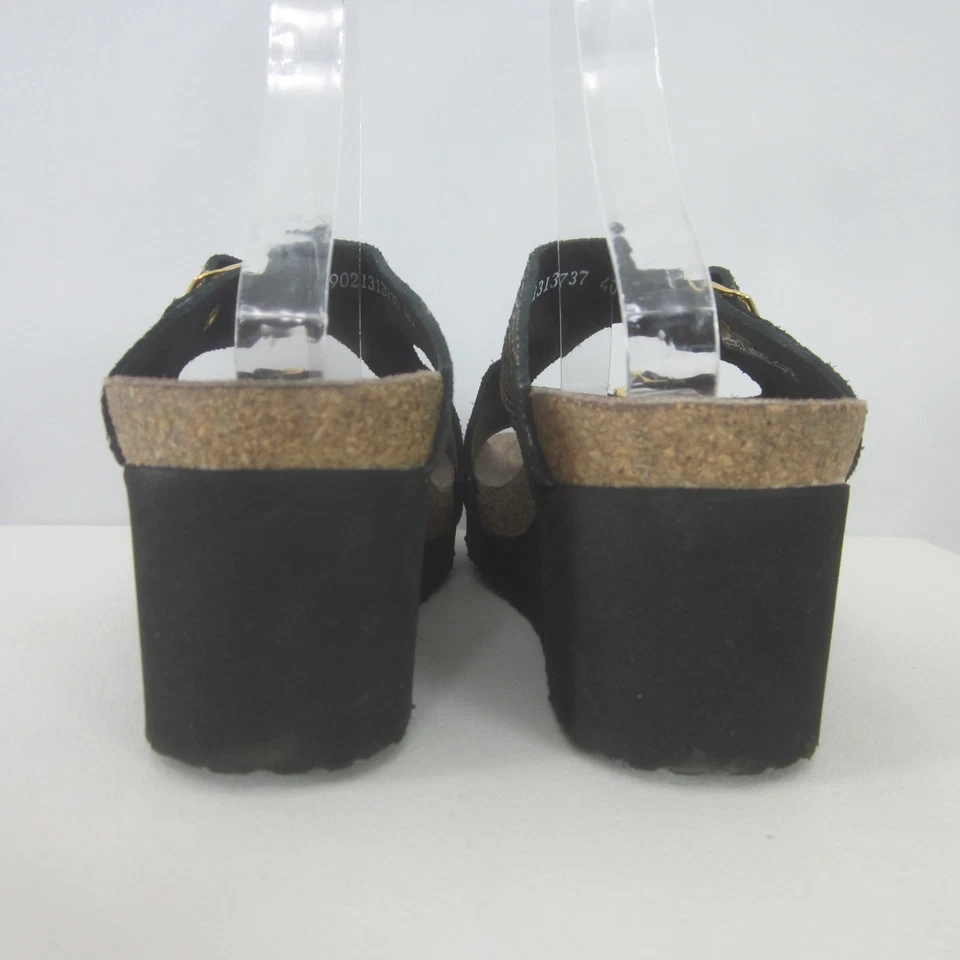 New Mephisto Womens 10 M Black Gold Snakeskin Slide Buckle Platform Sandals 40 - Image 4 of 4