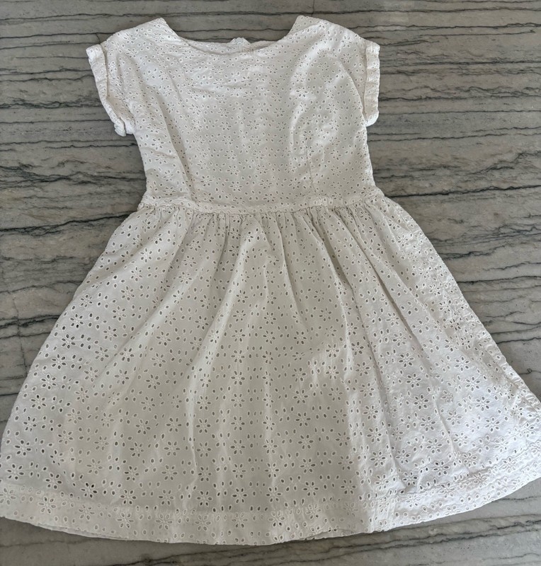 Johnnie B by Boden Girls White Eyelet Short Sleeve Dress Size 9-10