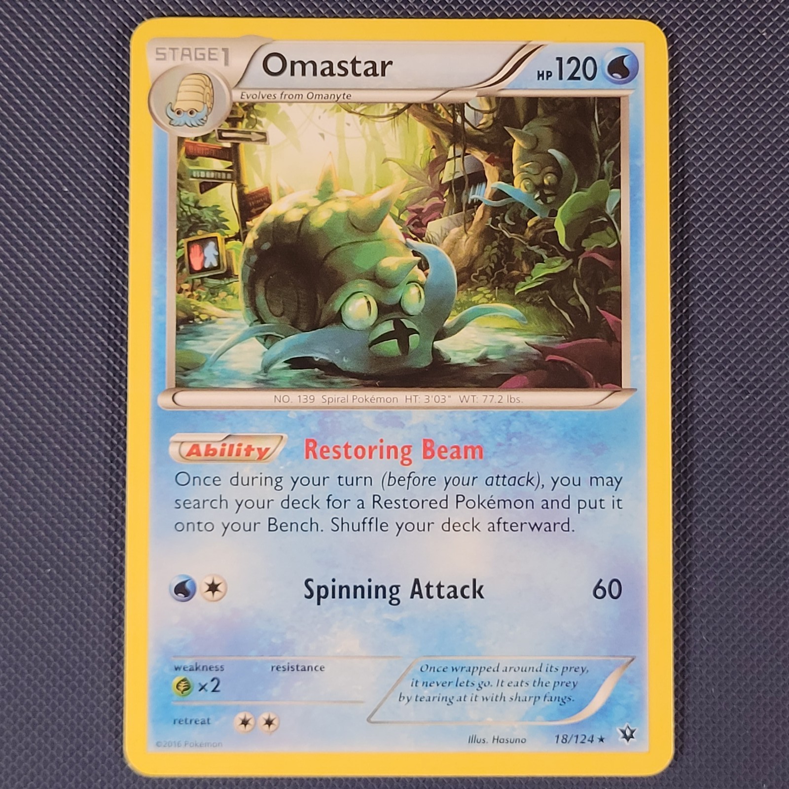 Omastar 18/124 - Fates Collide - Rare Unlimited Pokemon Card - LP