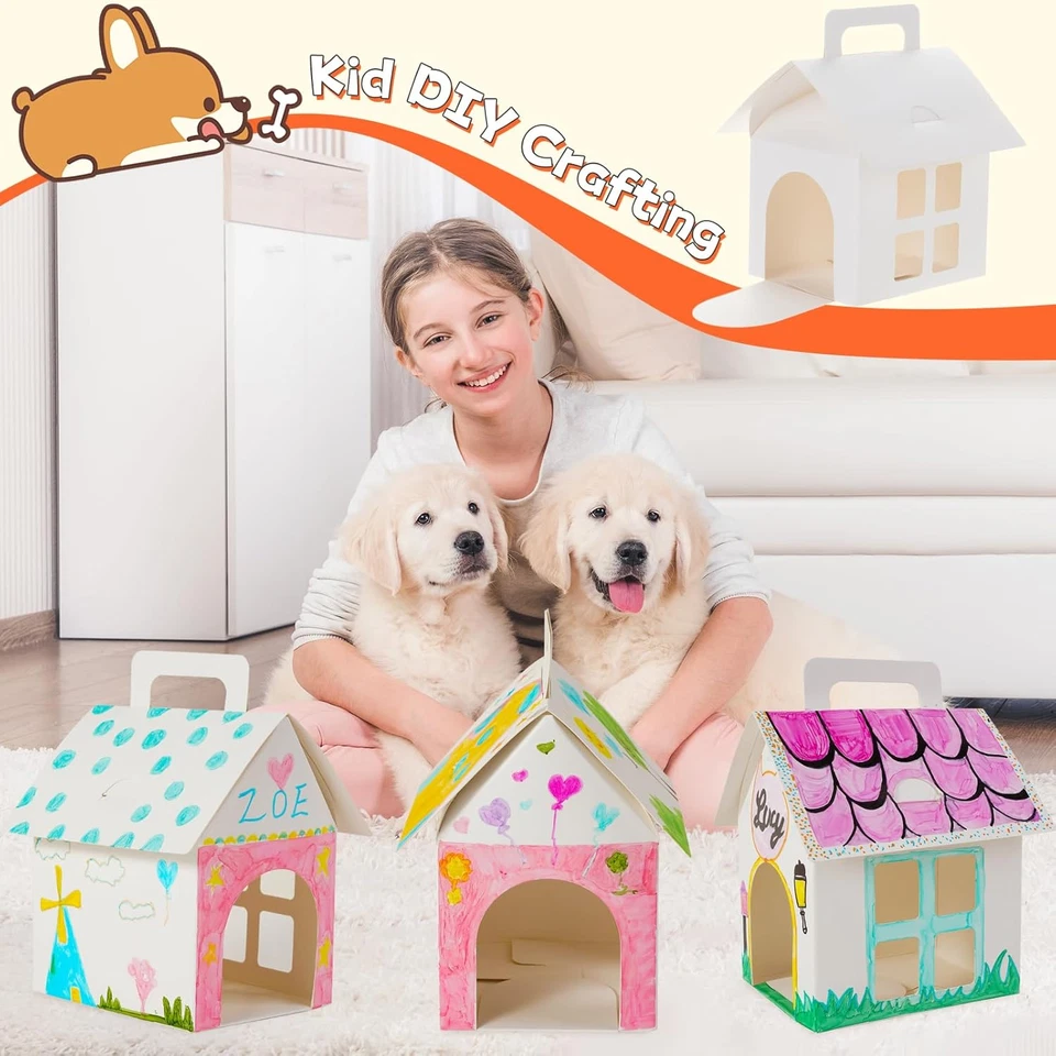 26 Piezas Cajas de Favoritos para Fiesta de Perros con Certificado de Adopción de Mascotas, Forma de Casa de Perros Trea Foto 4 de 4