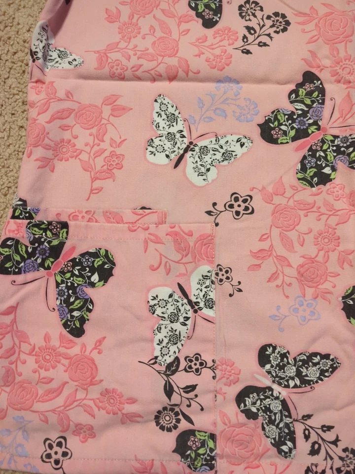 SB Scrubs Women's Medium Butterfly Print V-Neck Front Pockets - Image 3 of 4