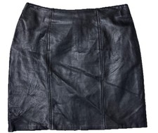 VINTAGE Petite sophisticates Black Buttery Soft Leather Mini Skirt Size 10