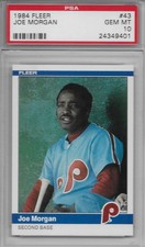 1984 FLEER # 43 JOE MORGAN (HALL OF FAME) PHILADELPHIA PHILLIES PSA 10 GEM-MINT