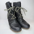 Sorel Boots Womens Size 7 Black Leather Lace Up Wedge Ankle Bootie NL2173-0