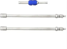 Dual valve stem extenders straight metal rv truck tire wheel 3pcs