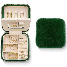 Benevolence LA Plush Velvet Jewelry Box  Travel Box, Emerald