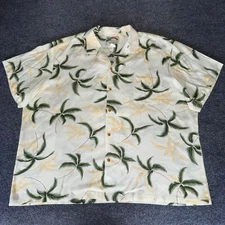 Paradise Found Hawaiian Shirt 3XL Rayon Tropical Palm Tree Short Sleeve Aloha