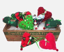 Christmas Ornaments Handmade: Fabric Heart Bowl Fillers Decorative Hearts