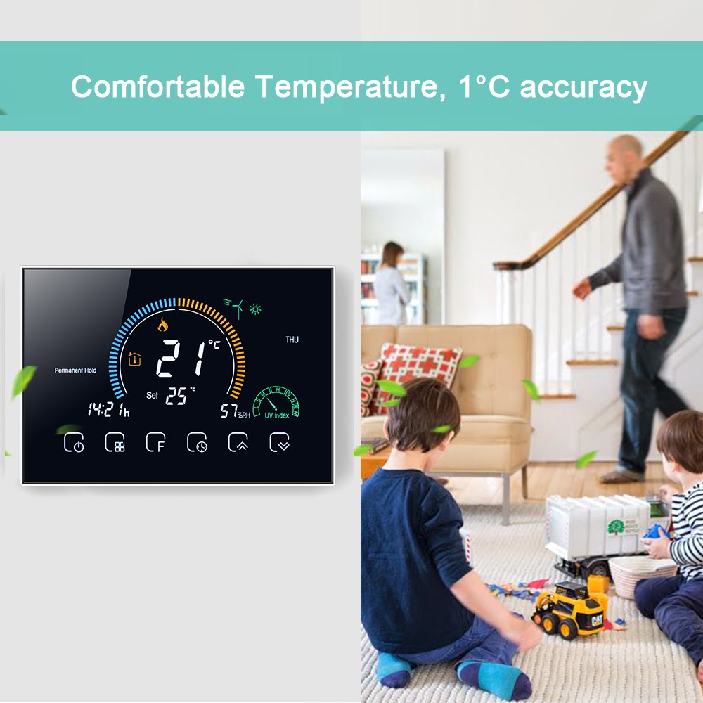 New 95-240V Wi-Fi Smart Programmable Thermostat 5+1+1 Six Periods Voice APP
