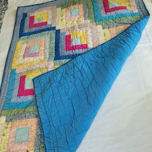 First Impressions Vintage Patchwork Quilt Log Cabin Baby Blanket 36x48" Unisex - Picture 2 of 16