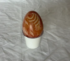 Hand-Etched South American Decorative Stone Egg – Bird & Foliage Design