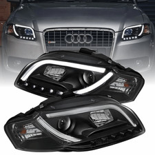 Led Tagfahrlicht Scheinwerfer schwarz f&uuml;r Audi A4 B7 2004-2008 inkl Stellmotor