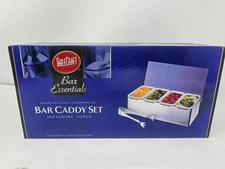 TableCraft Stainless Steel & Plastic 4 Compartments Bar Caddy Set No Tongs
