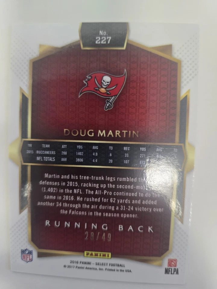 2016 Panini Select - Field Level Doug Martin #227 Copper Prizm /49 - Image 2 of 2