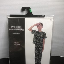 Camo Army Soldier Costume Halloween Military Camouflage Child Medium 6-8 New