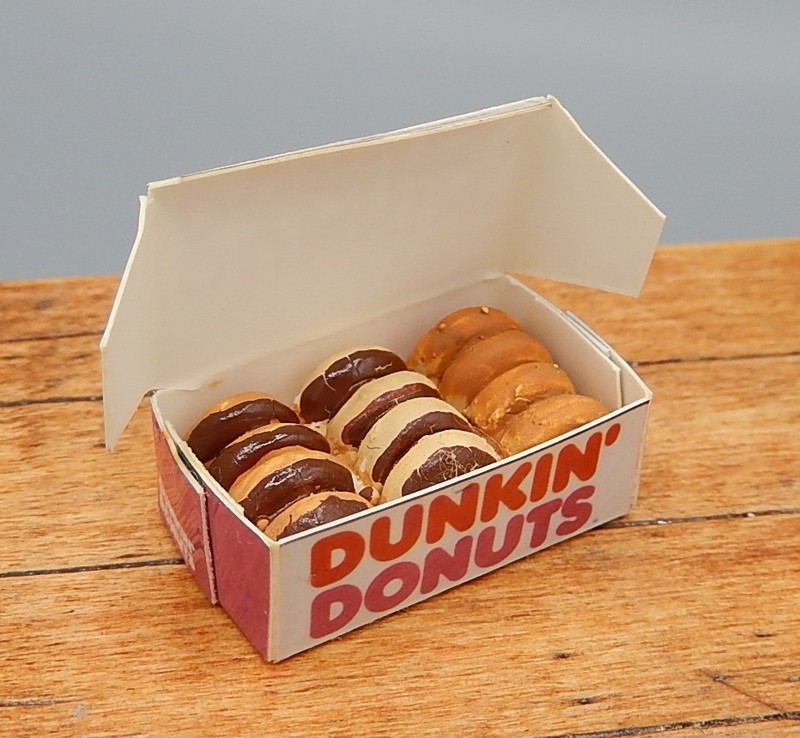 OOAK Box Of Hand Sculpted Dunkin' Donuts Dollhouse Miniature 1:12