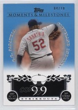 2008 Moments & Milestones Blue 4/10 CC Sabathia (2007 AL Cy Young 209 Ks) 0o9