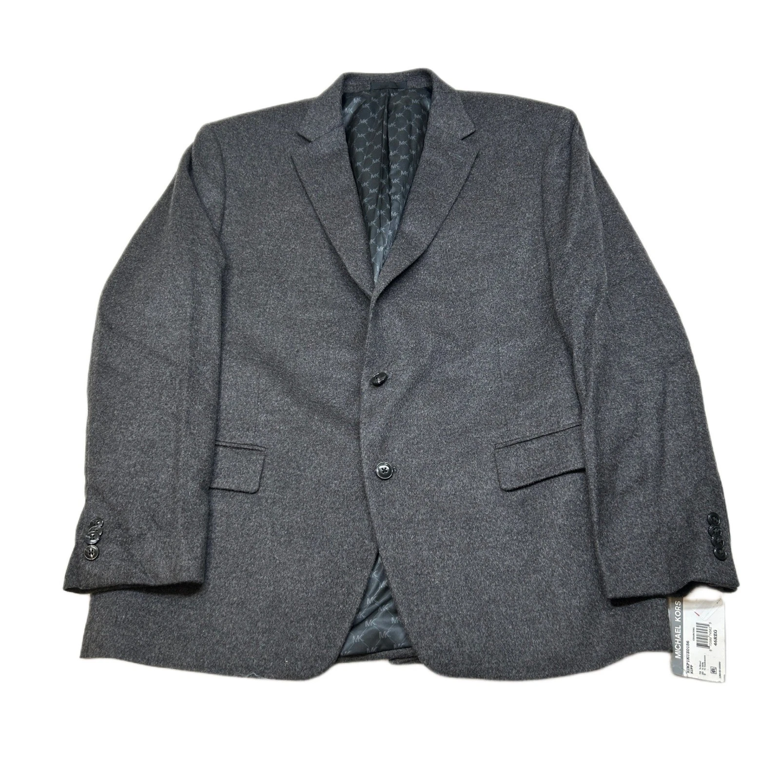 Cappotto sportivo Michael Kors seta cashmere uomo 46R 46 grigio antracite lana NUOVO $375