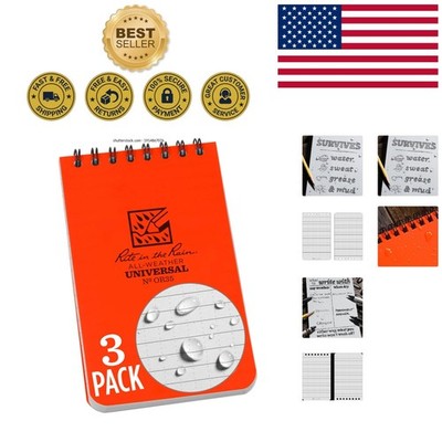 Durable Waterproof Notebook Set - 3'' x 5'', Spiral-Bound, Ideal for Outdoor Use