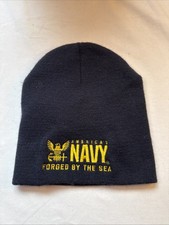 Bayside USA Made Beanie AMERICA’S NAVY “Forged By The Sea” One Size Blue