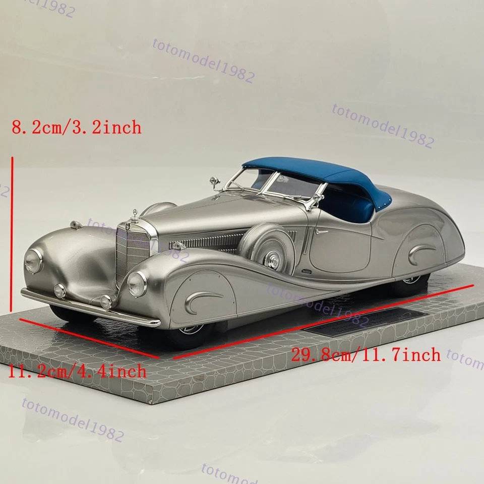 AMC 1/18 Mercedes Benz 540K W29 Silver Stromlinien Roadster Erdmann & Rossi 1936 - Image 3 of 4