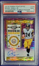 2019 Panini Contenders Optic Benny Snell RC Auto Purple Pulsar 05/21 PSA 9