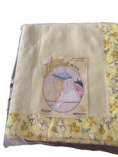Vintage Baby Blanket Bunny Print 40x45 Inches Yellow  White Beacon Acrylic Mach